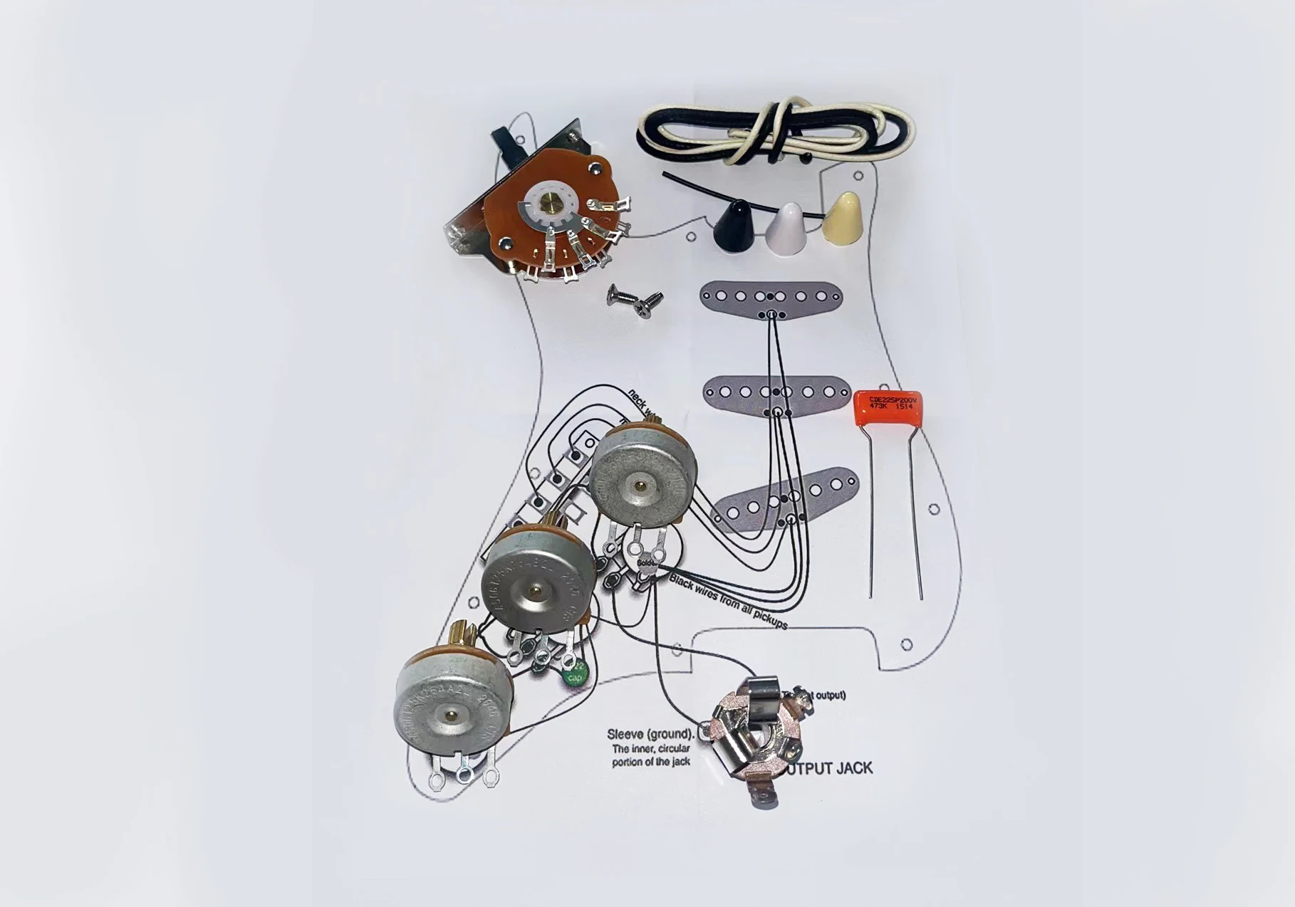 Wilkinson WVS 60\'s Alnico5 SSS Single Coil Guitar Pickups With Copper shaft Wiring Kit for-Stra /1 Set