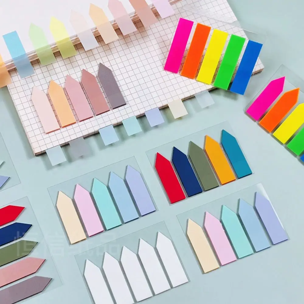 125Sheets Morandi Transparent Fluorescent Index Tabs Arrow Flags Sticky Note for page Marker Planner Stickers Office