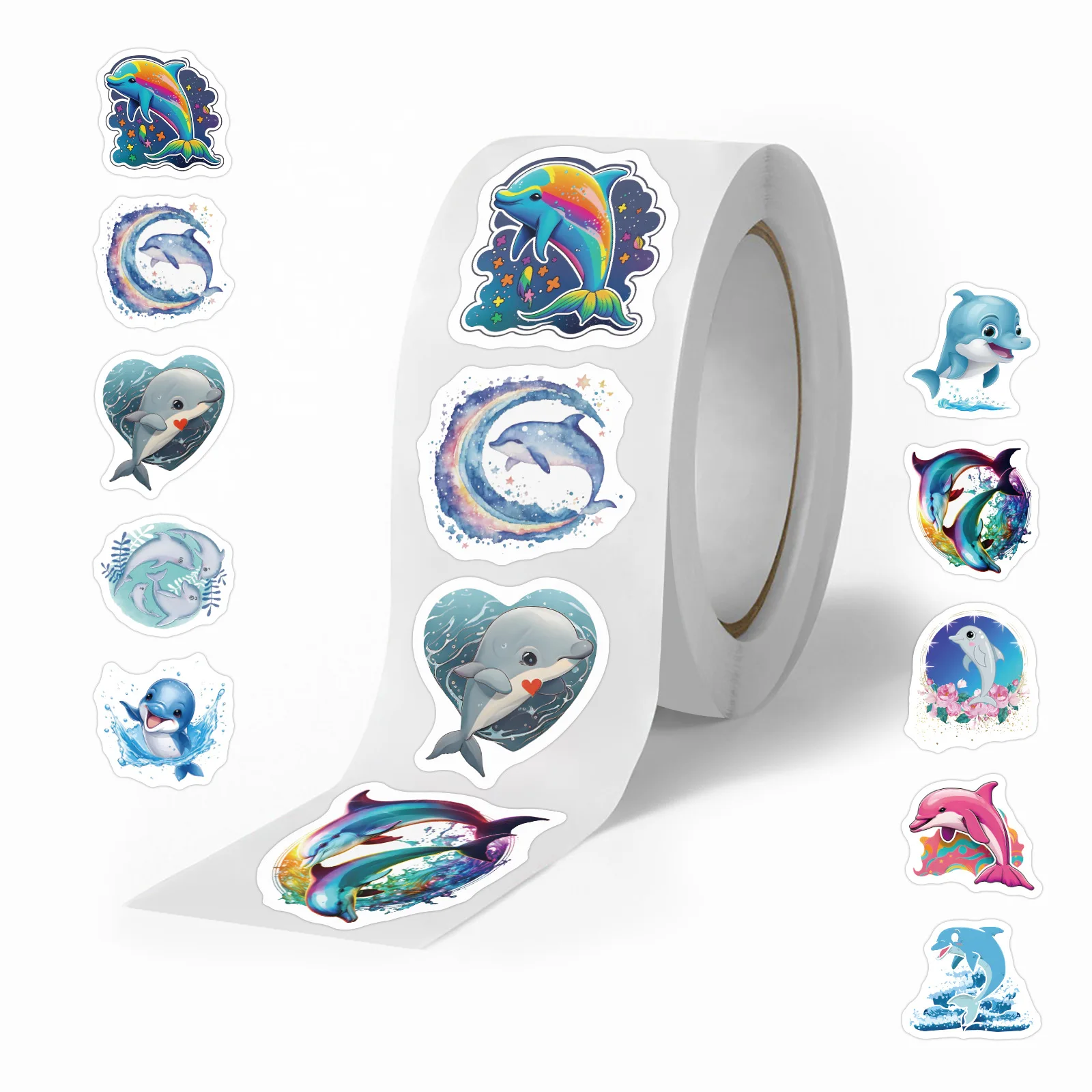

500Pcs/Roll Cute Dolphin Stickers Reward Stickers Kids Toys DIY Scrapbook Party Gift Decoration Cup Label Stationery Sticker
