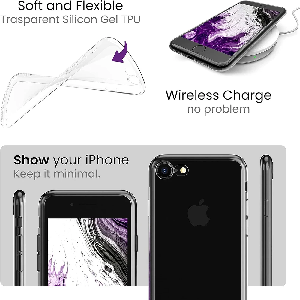 High Quality Clear Silicone Soft Case For iPhone SE 2022 2020 7 8 Universal Ultra Thin Back Cover Case For Apple iPhone SE2 SE3