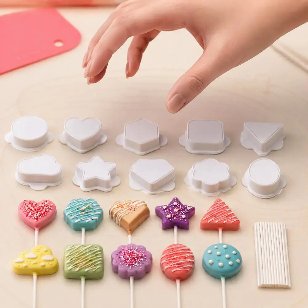 Cake Pop Maker Mold Diy Dessert Press Tools 10pcs Cake Pop Mold Set Heart Cloud Star Square Round Shapes Pla Press-forming