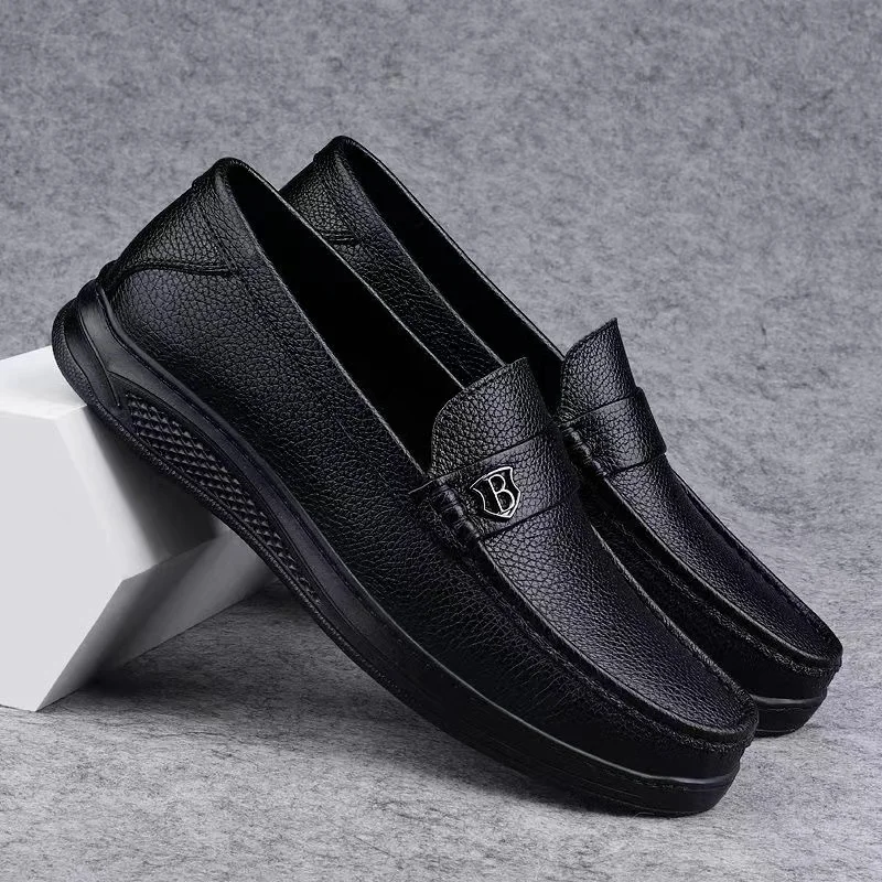 Genuine Leather Casual Shoes Men Handmade Slip on Platform Walking Shoes Outdoor Footwear Driving Loafers Breathable Sneakers