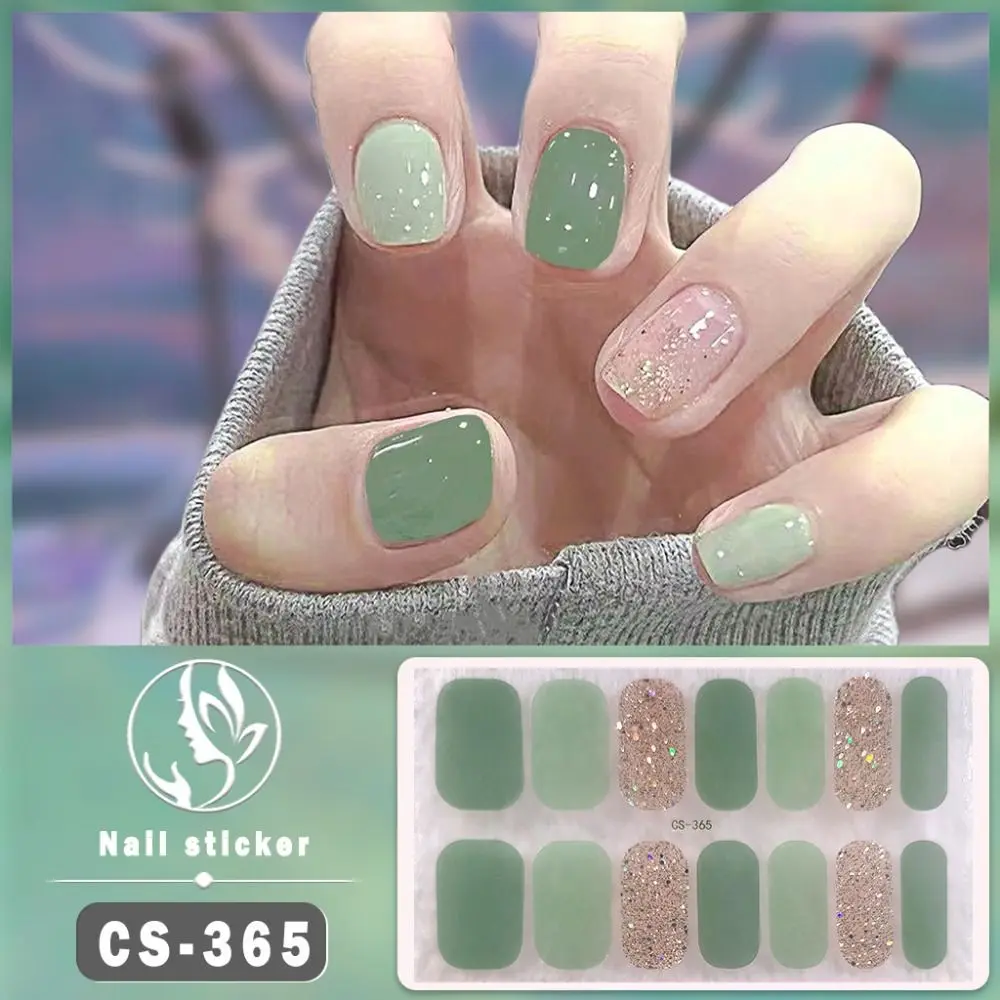 14Tips Foil Gel Nail Stickers Self-Adhesive Glittering Gel Full Nail Wraps Simple Nail Art Stickers DIY NAil Art Making