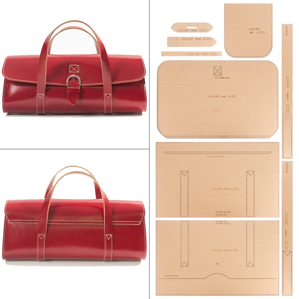 DIY Large-Capacity Storage Hand Bag Stencils, Kraft Paper Template of DIY Leather Handmade Travel Bag Pattern Molds