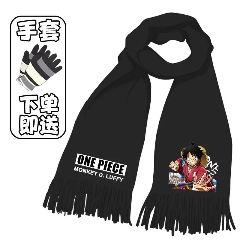 New One Piece Plush Anime Nika Luffy Zoro Japanese Winter Warm Cute Scarf Versatile Shawl Scarf Creative Holiday Gift Wholesale