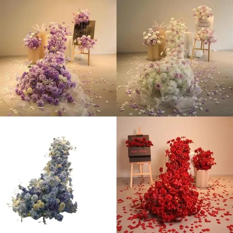 Customizable High Quality Durable Silk Modern Artificial Flower Waterfall Wedding Church Ceiling Stage Hanging Decoration