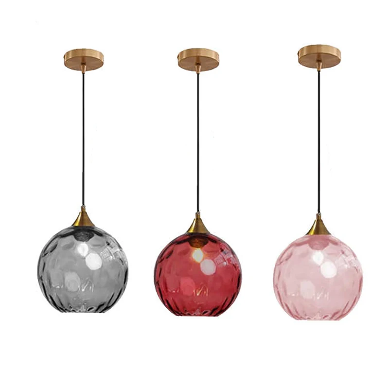 Nordic Modern Colored Water-Patterned Glass Spherical Dining Room Chandelier Bedroom Bedside Table Chandelier Shop Chandelier