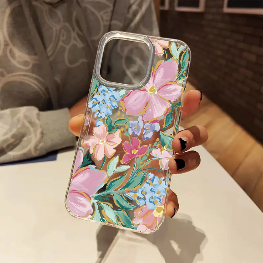 Capa de celular transparente com estampa de flor rosa, adequada para iPhone 17, 16, 11, 12, 13, 14, 15 Pro Max. Presente cristão. Celular barato.