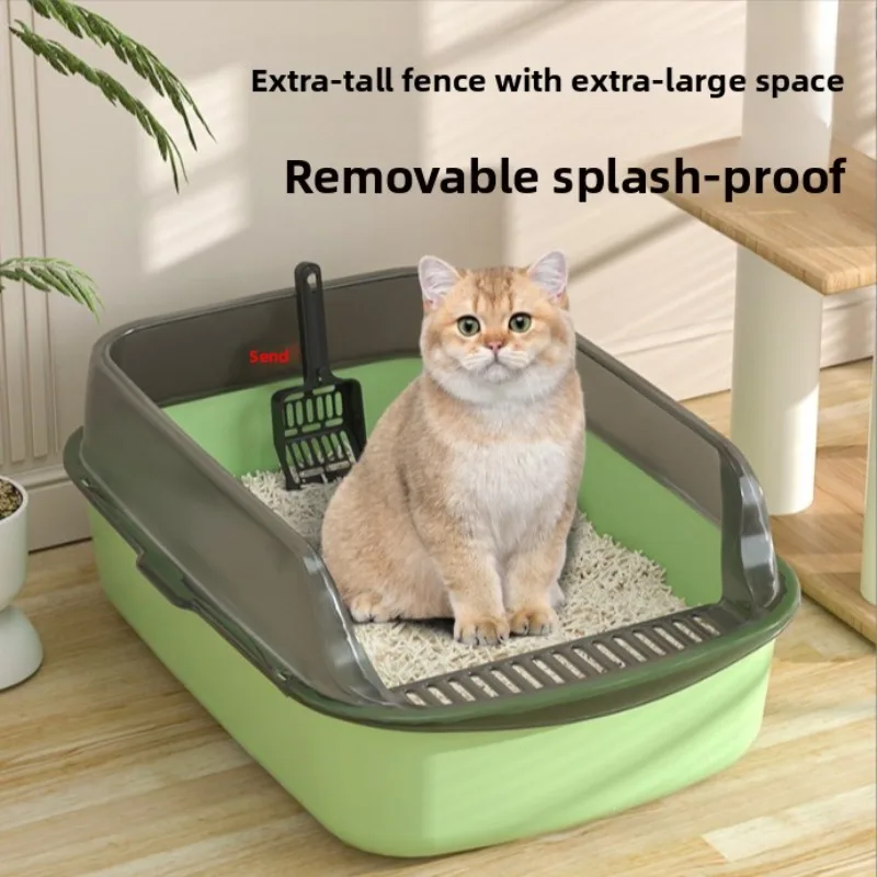 Best-selling semi-enclosed cat litter box with anti-splash feature and thickened design for cat toilet. Pet supplies for pets.