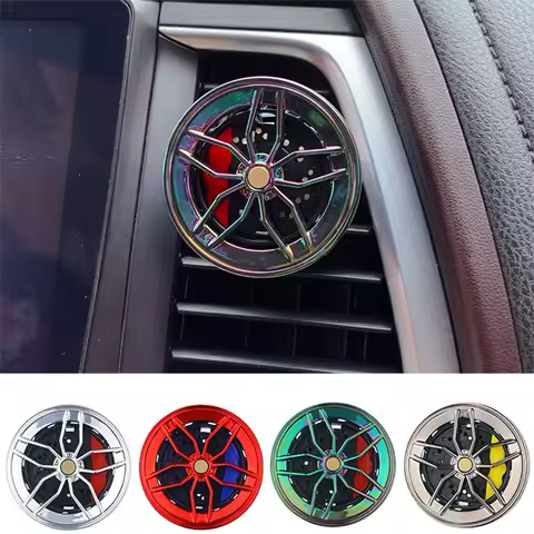 360 Degree Rotatable Car Air Vent Diffuser Metal Wheel Design Built-in Aromatherapy Tablets Essential Oil Capsules Gift Idea
