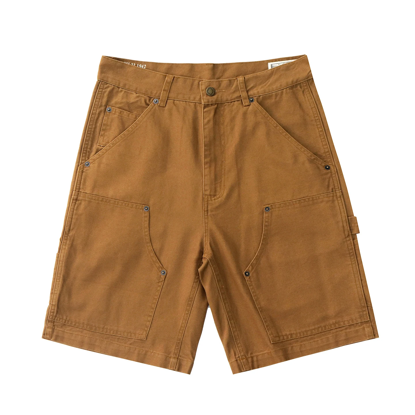 12OZ high-density pure cotton canvas American retro washing and antique loose straight logging equipment five-point pants