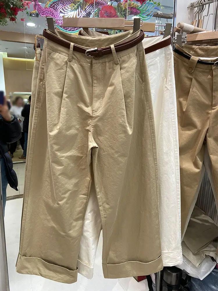 Pantalon court décontracté pour femme, pantalon cargo, jambe droite, jambe large, tuyau de fumée, travail, été, nouveau, 2024