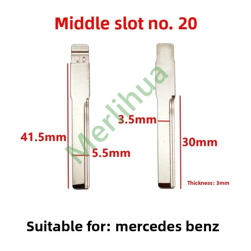 Middle slot No.20 key blank for Mercedes C/E card remote medium slot modification