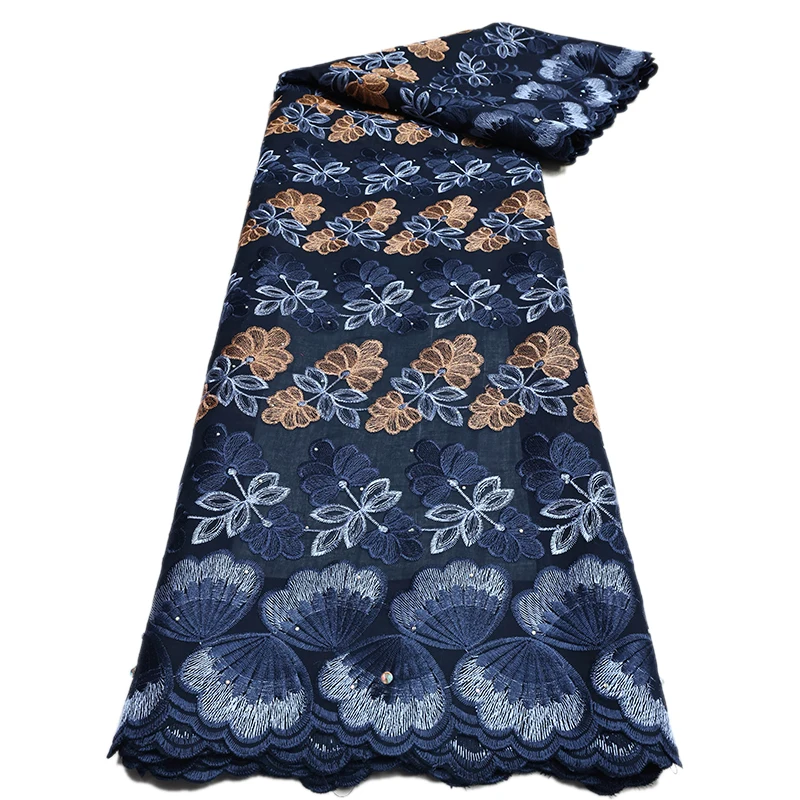 Swiss Voile Lace Fabric With Stones In Switzerland High Quality Afican Cotton Embroidery Lace Fabric For Handicraft Party Dress