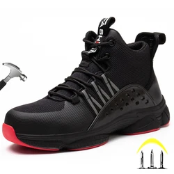 New Plus Size 50 Safety Boots Men For Work Indestructible Black Safety Shoes Non Slip Cap Anti-Smash Outdoor Security Shoes