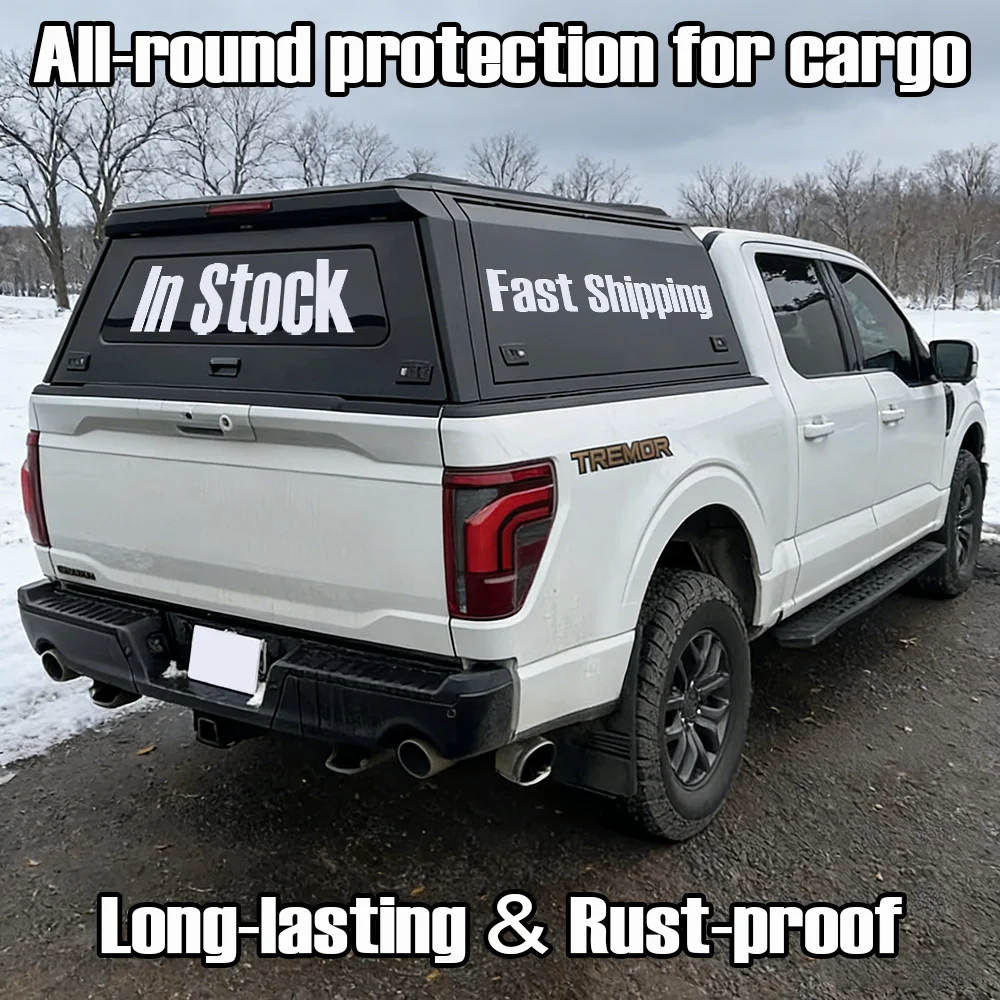 

Dream Garage Premium Aluminum Truck Bed Cover Pickup Cap Hardtop Topper F150 2015+ 5.5FT Lockable Waterproof UV Resistant S