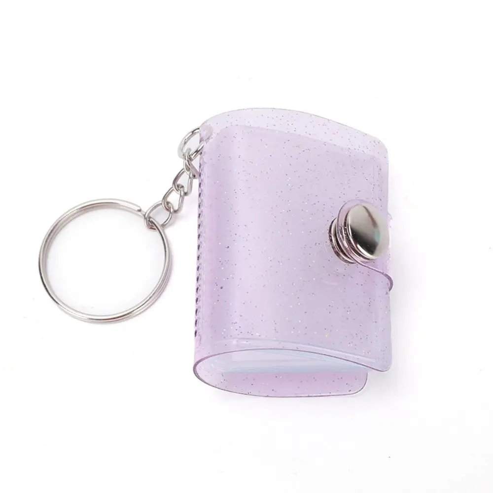 With Keychain Mini Photo Album Simple DIY Storage Photo Card Holder Snap Button Design PVC Portable Pocket Album Photo Sticker