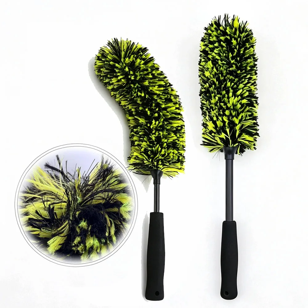 Bendable Wheel Brush Microfiber‑Bristle Blend Ultra-Soft Cleaning, Washing and Detailing Cleaning Brush Tires Rims