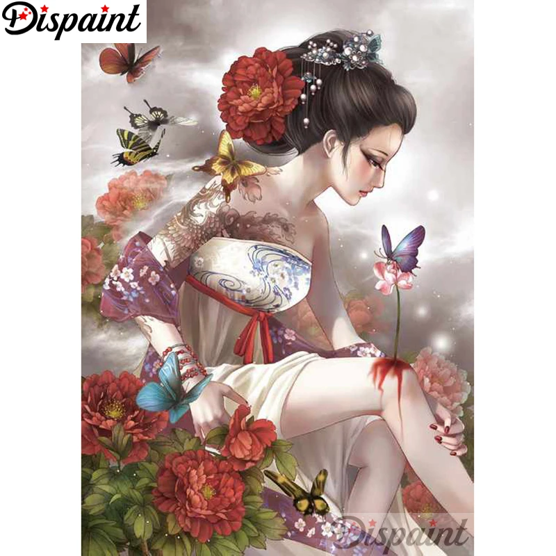 

Dispaint Full Square/Round Drill 5D DIY Diamond Painting "Cartoon Kimono beauty" 3D Embroidery Cross Stitch Home Decor A18382