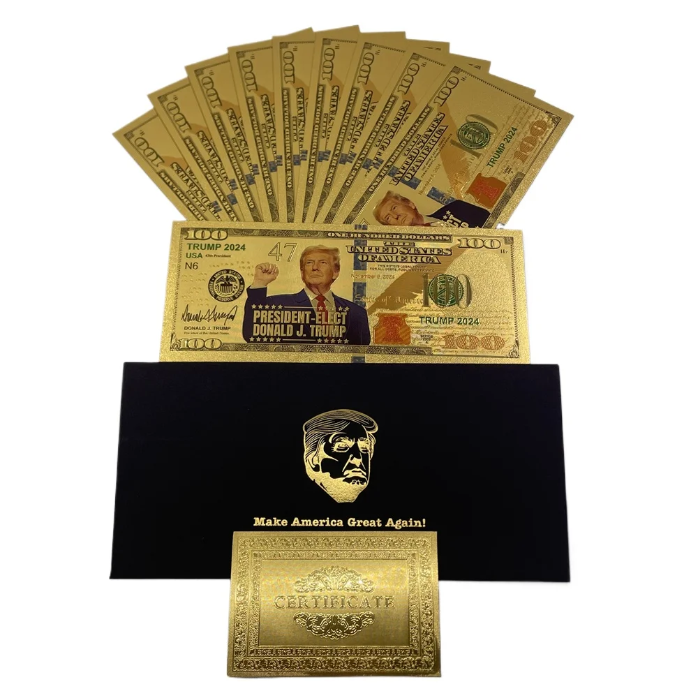 

Trust me HOT Make American Great Again 1 Million trump Gold Foil Banknotes i'll back again Great patriotic Gift Collection Card