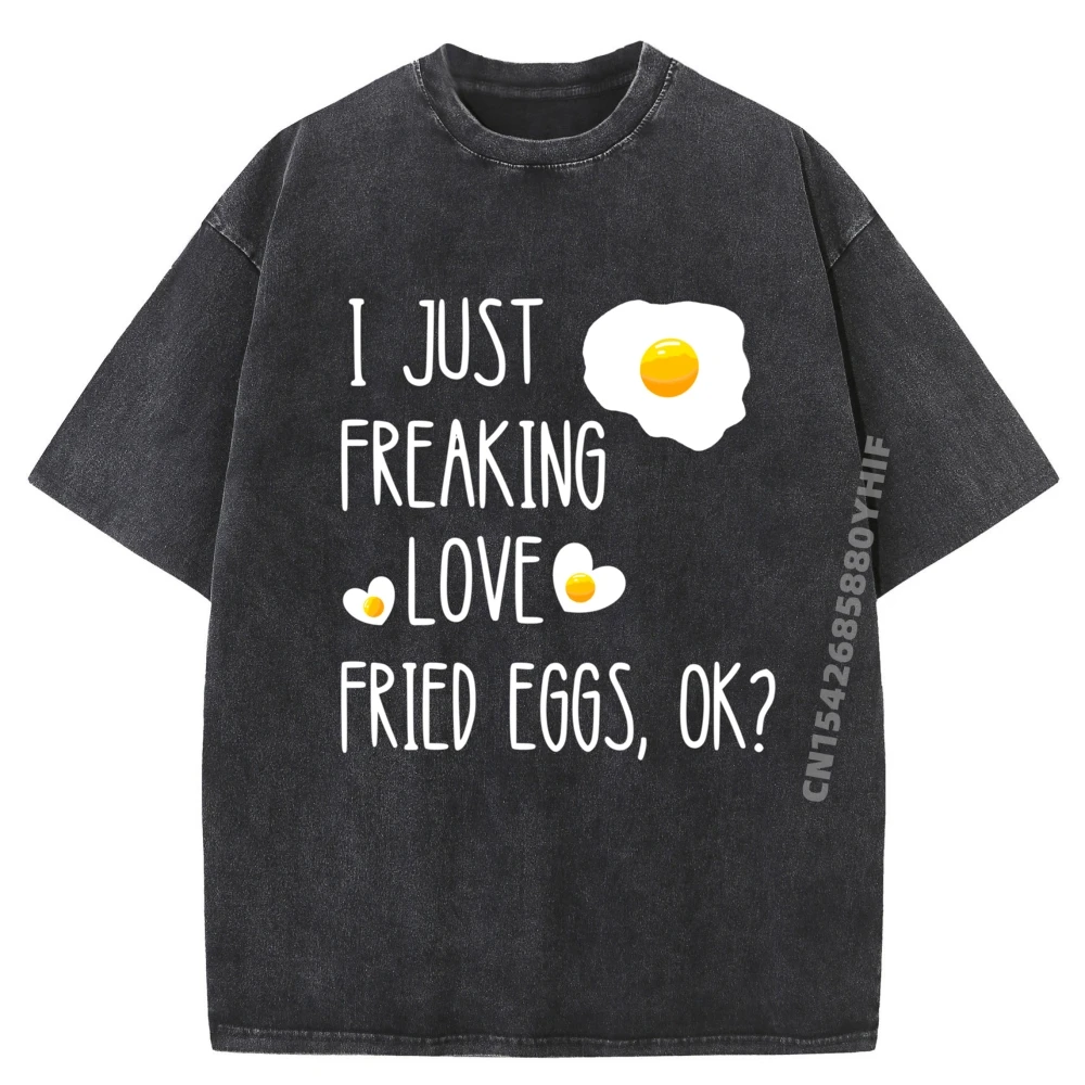 

Fried Eggs Breakfast Eggs Egg Yolk Scrambled Eggs Protein Chicken Egg Teeshirt SOFT Large Size Casual Washed Clothes