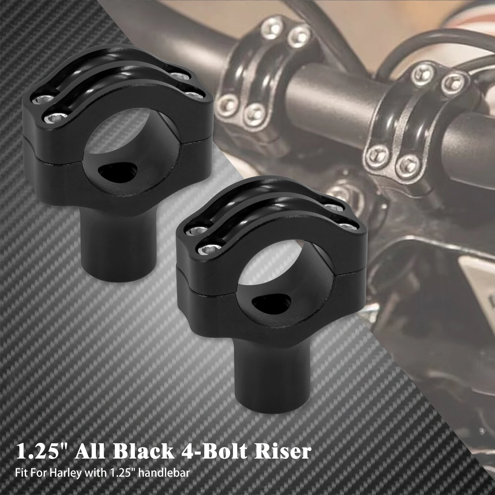 Motorrad Schwarz 1,25 ''32 MM 4 Schrauben Lenker Riser Clamp Für Harley Sportster XL Dyna Touring Softail Low Rider fat Bob Glide