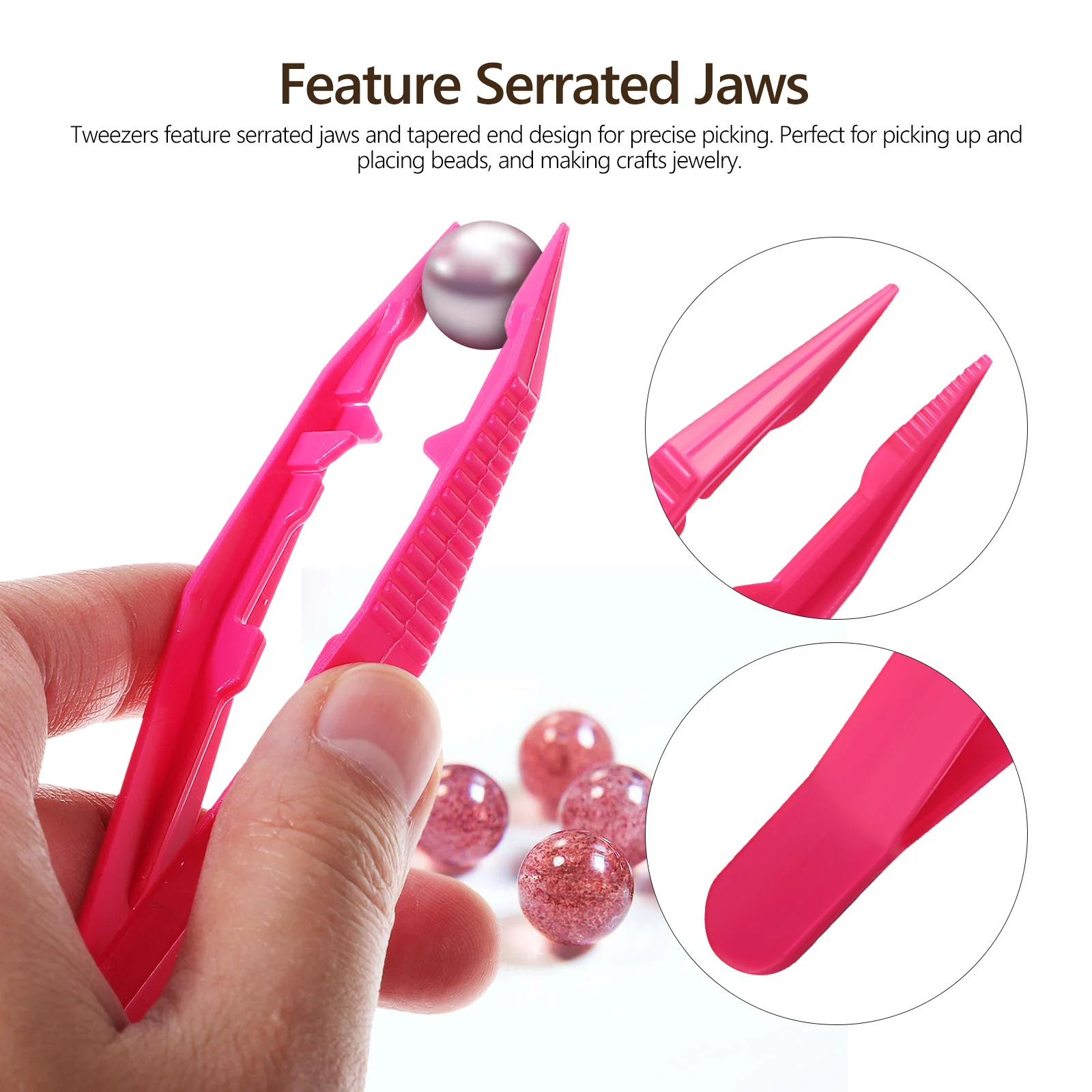 

20 pcs Children's DIY Plastic Tweezers Beading Crafts Kids Clips Serrated Jaws Reusable Mixed Colors Fine Motor Skills Toy