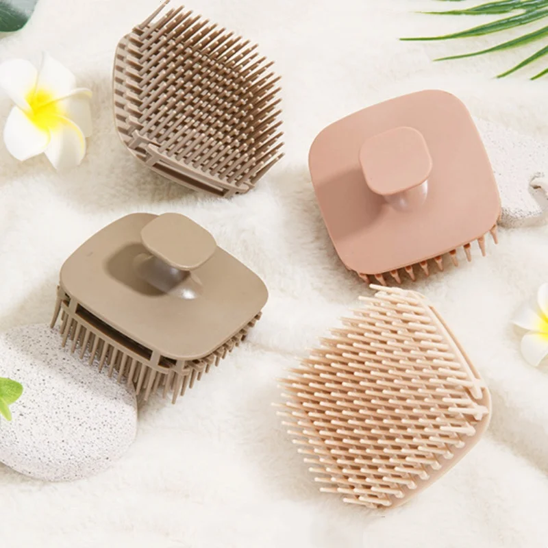 

1pc Square Silicone Shampoo Brush Scalp Cleaning Meridians Massage Comb Body Bathing Exfoliator Scruber Styling Tool Accessories