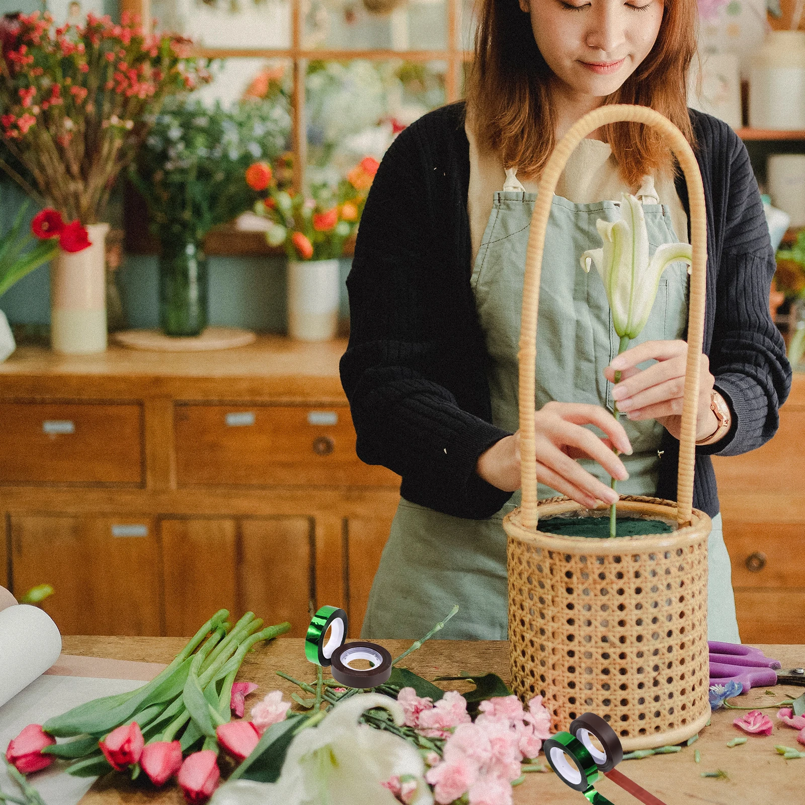 

20 Pcs Decorative Garden Flower Tapes Waterproof Adhesive for Plants DIY Crafts Arrangements Bouquets Wreaths BOPP Material Long