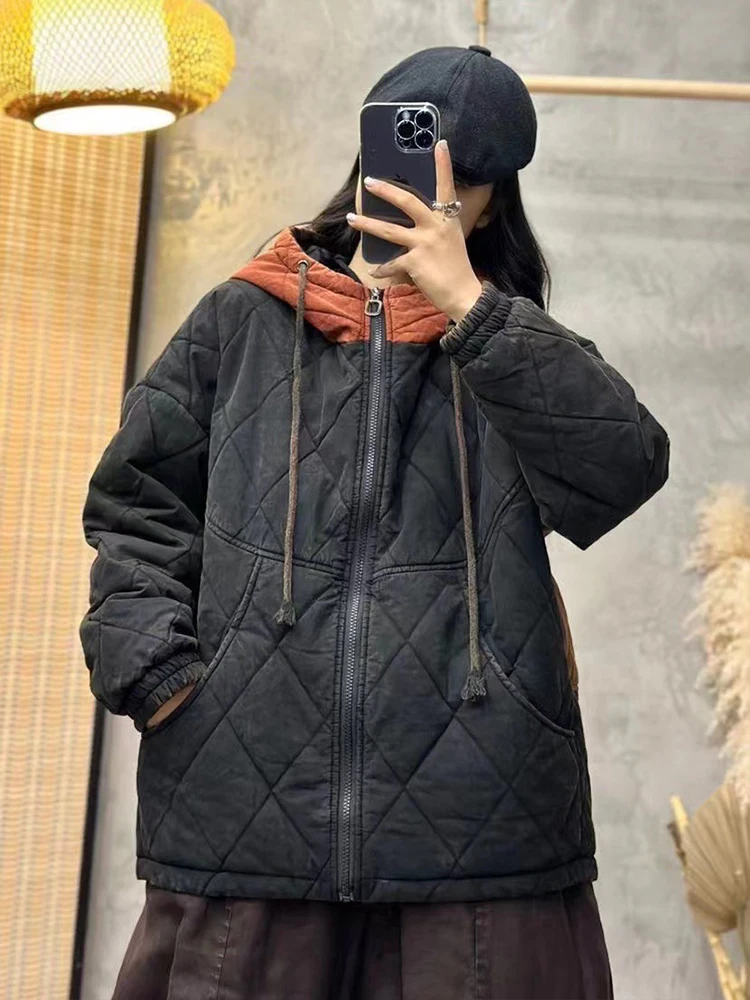 Max Lulu 2024 Winter warme Mäntel Damenmode lose Kapuze Stepp jacken Damen Vintage lässig verdicken Parkas klassische Kleidung