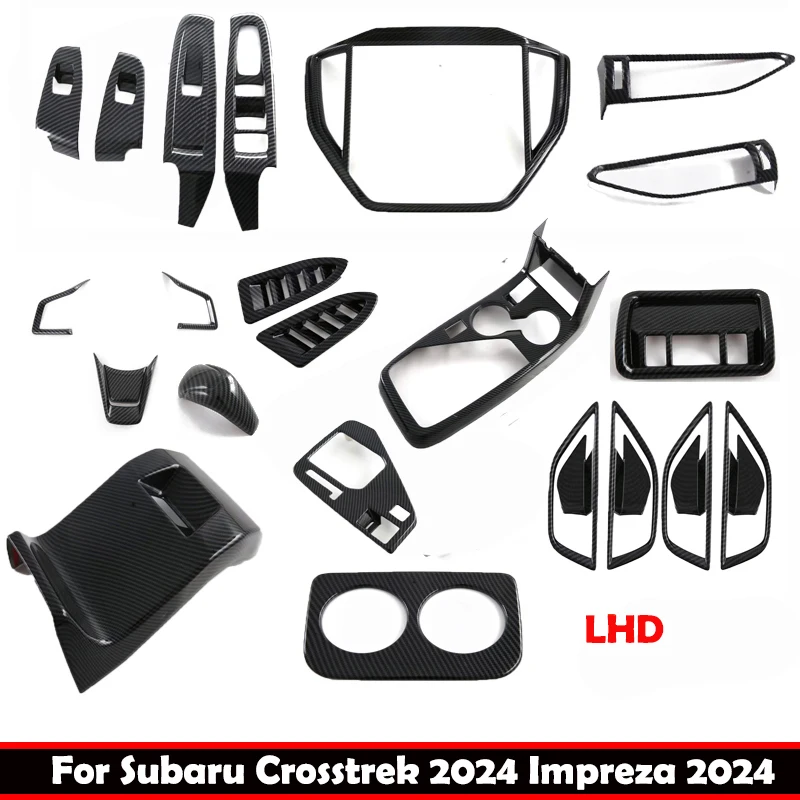 

LHD для Subaru Crosstrek 2023 2024, карбоновый переключатель окна из АБС-пластика, дверная ручка, панель переключения передач, передняя крышка чашки для воды, отделка