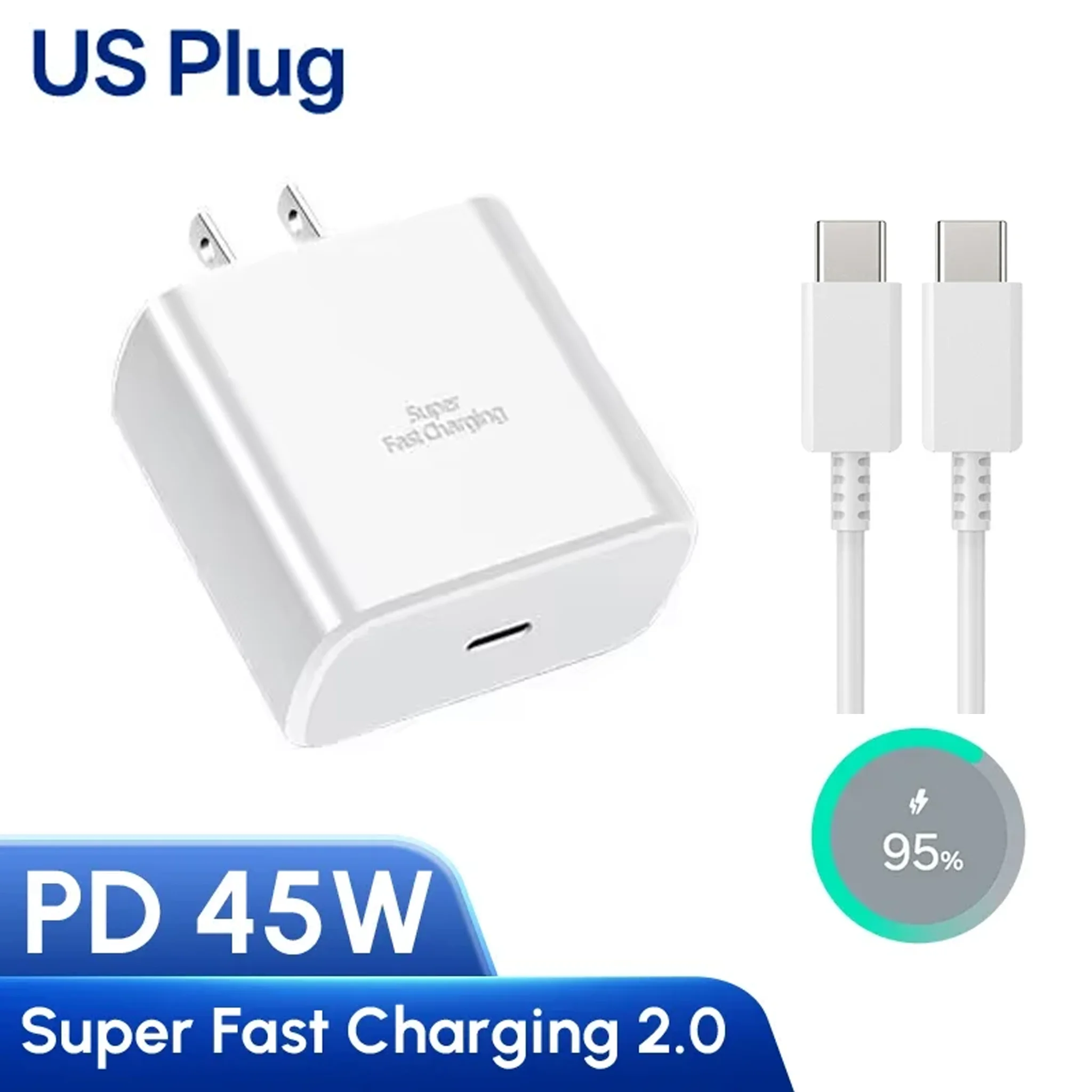 For Samsung 45W Super Fast Charger USB-C EU/US Adapter Compatible For Samsung For Galaxy S26/S25/S24/S23/S22/S21 A56/A57/A55