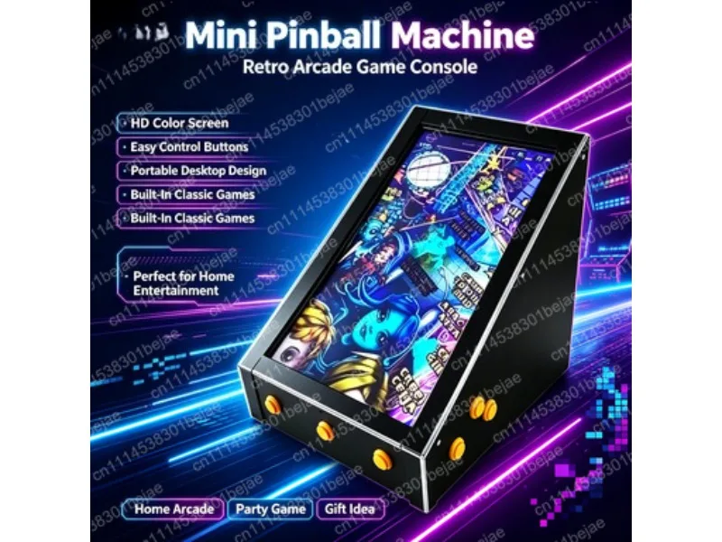 Mini Pinball Batting Machine Arcade Game Virtual Coin Operation for Kids Adults