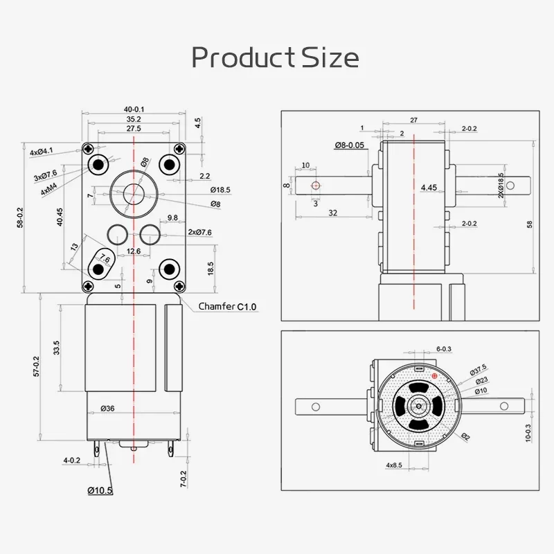 5840-555 12V/24V 32MM Miniature Brushed DC Motor with Bidirectional Round Shaft, Offering Forward/Reverse Speed Adjustment