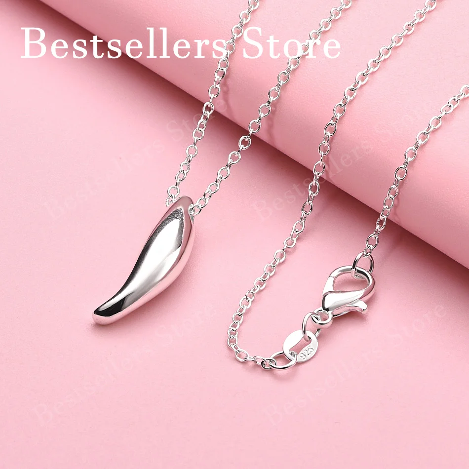 925 sterling silver 16-30 inch glossy water droplet pendant necklace for women's fashion wedding jewelry accessories