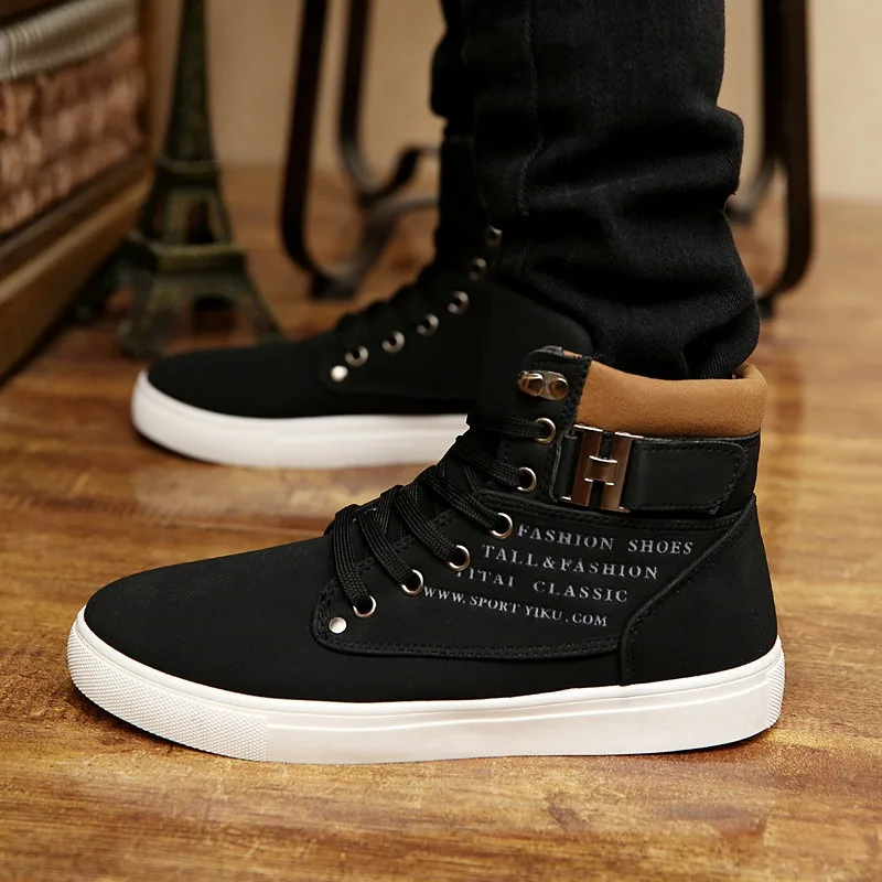 Men High Top Canvas Shoes 2024Autumn Retro Trend Lace Up Trainers Outdoor SportsCasual Ankle Boots Comfortable Platform Sneakers