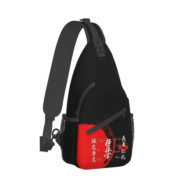 Kyokushin Karate Bushido Values Sling Chest Bag Custom Martial Arts Shoulder Crossbody Backpack for Men Traveling Daypack