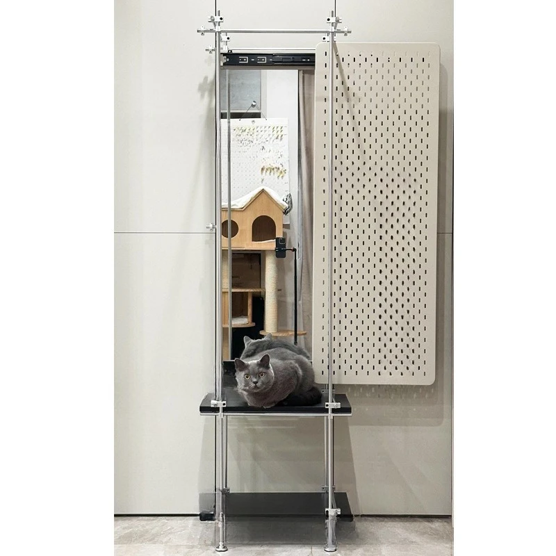 رف معطف ذو محور بصري من الفولاذ المقاوم للصدأ، لوحة ثقب من الأرض إلى السقف، شماعة غرفة النوم، تخزين مرحاض #4