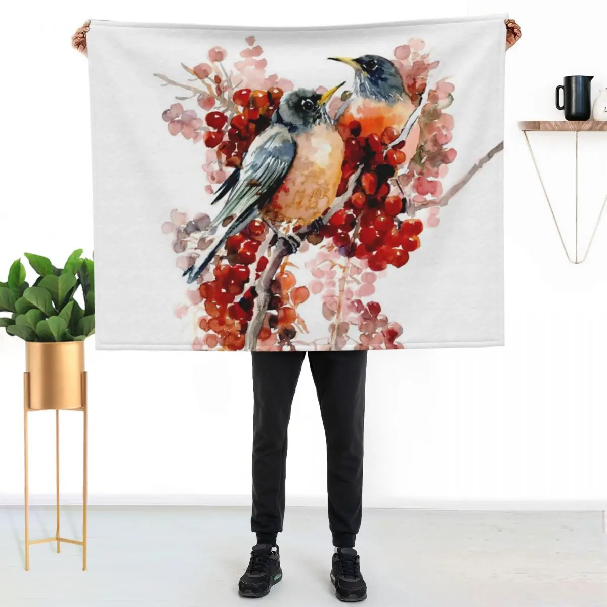 American Robins Throw Blanket Blankets Sofas Of Decoration Luxury Brand Soft Plaid Sofa Kid'S warm winter Blankets