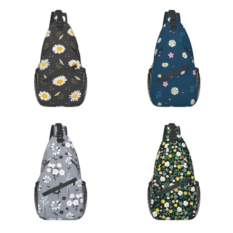 

Customized Daisy Floral Pattern Sling Bags Men Fashion Flower Shoulder Crossbody Chest Backpack Traveling Daypack