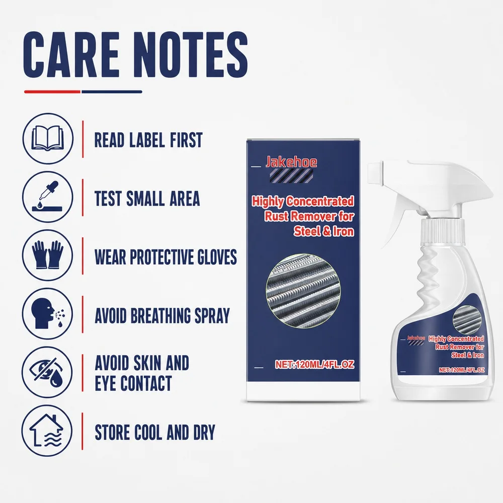 Jakehoe Rust Remover Spray for Steel and Iron 120 ml Metal Surface Cleaner for Bolts Screws Tools Gears Sinks and Household Care