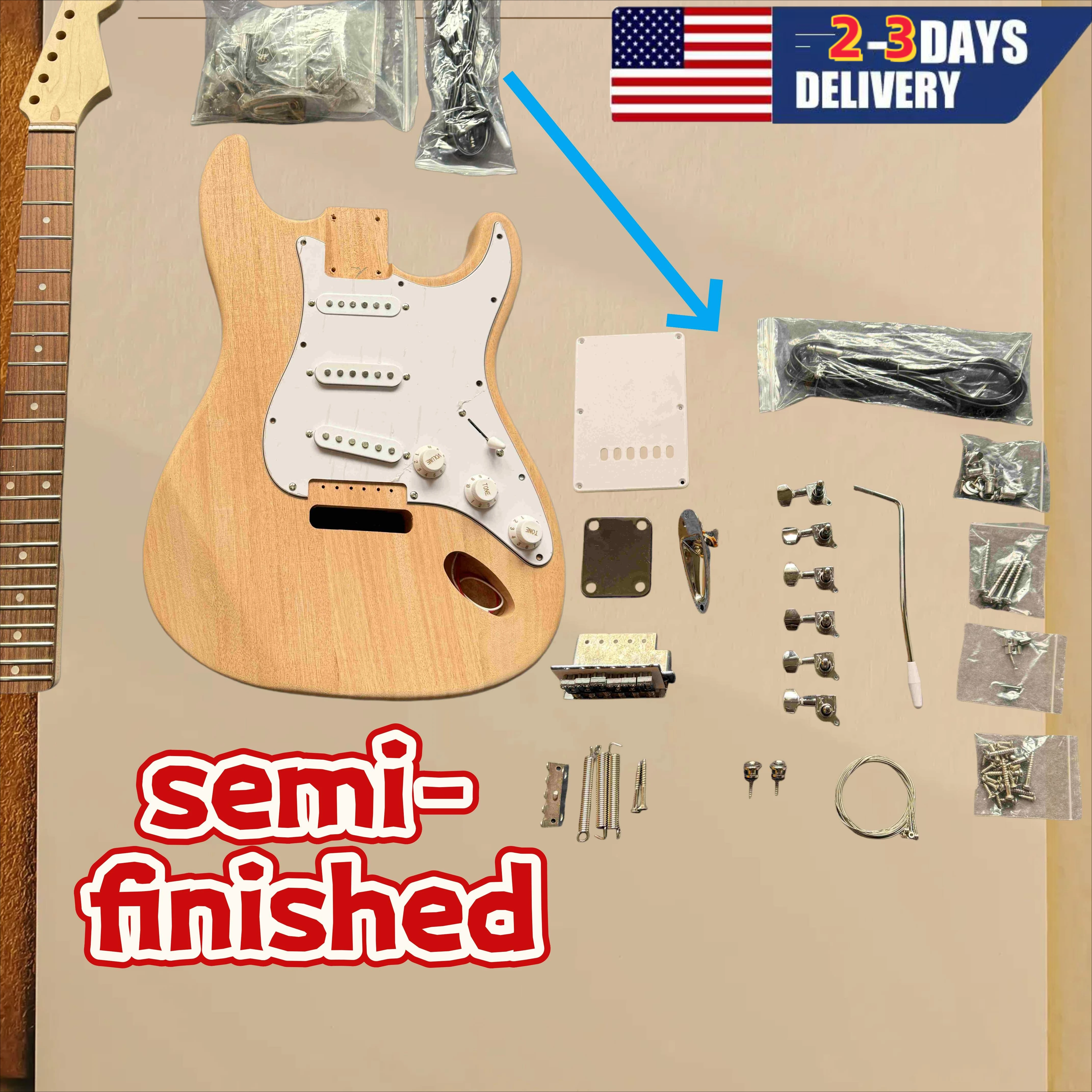 Surprise Discount: Semi Finished Electric Guitar Assembly with Accessories Suitable As A Gift