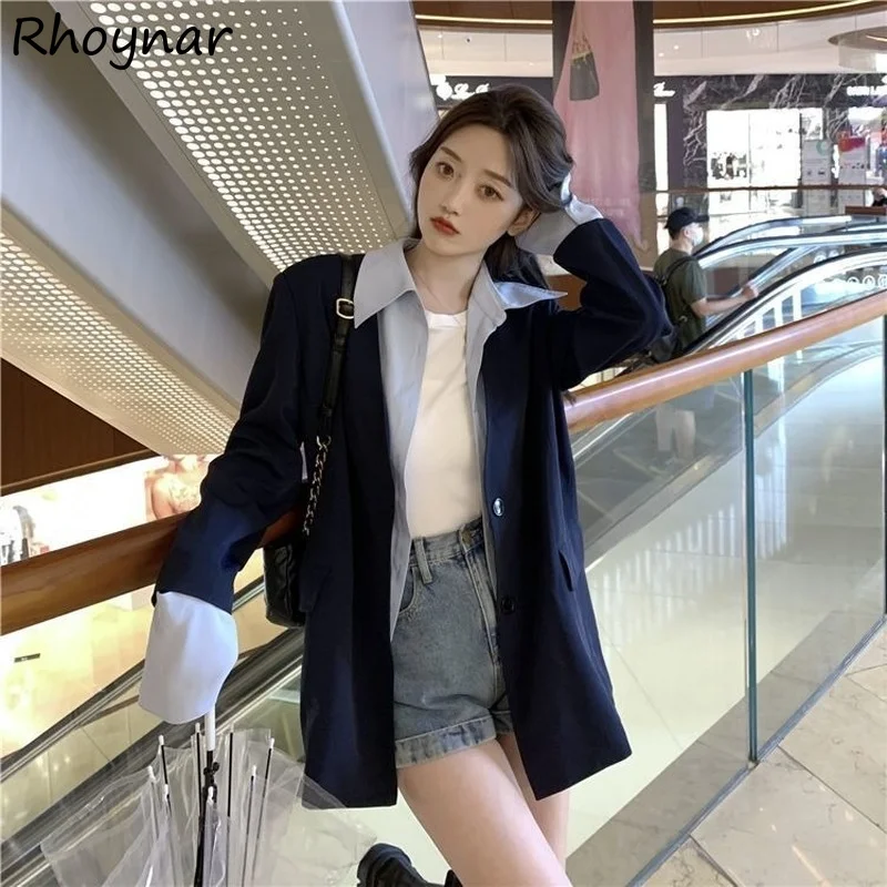 Blazers Women Spring Patchwork Simple Hot Sale Leisure Elegant Design Fashion Cozy All-match Korean Style College Young Ladies