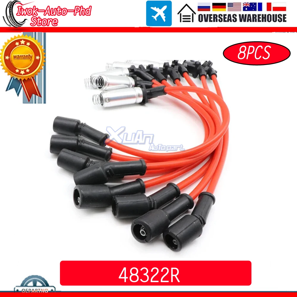 

8pcs 48322R Ignition Spark Plug Wire Kit Set Cable For Saab 9-7x Buick Allure LaCrosse Rainier Isuzu Ascender Cadillac CTS