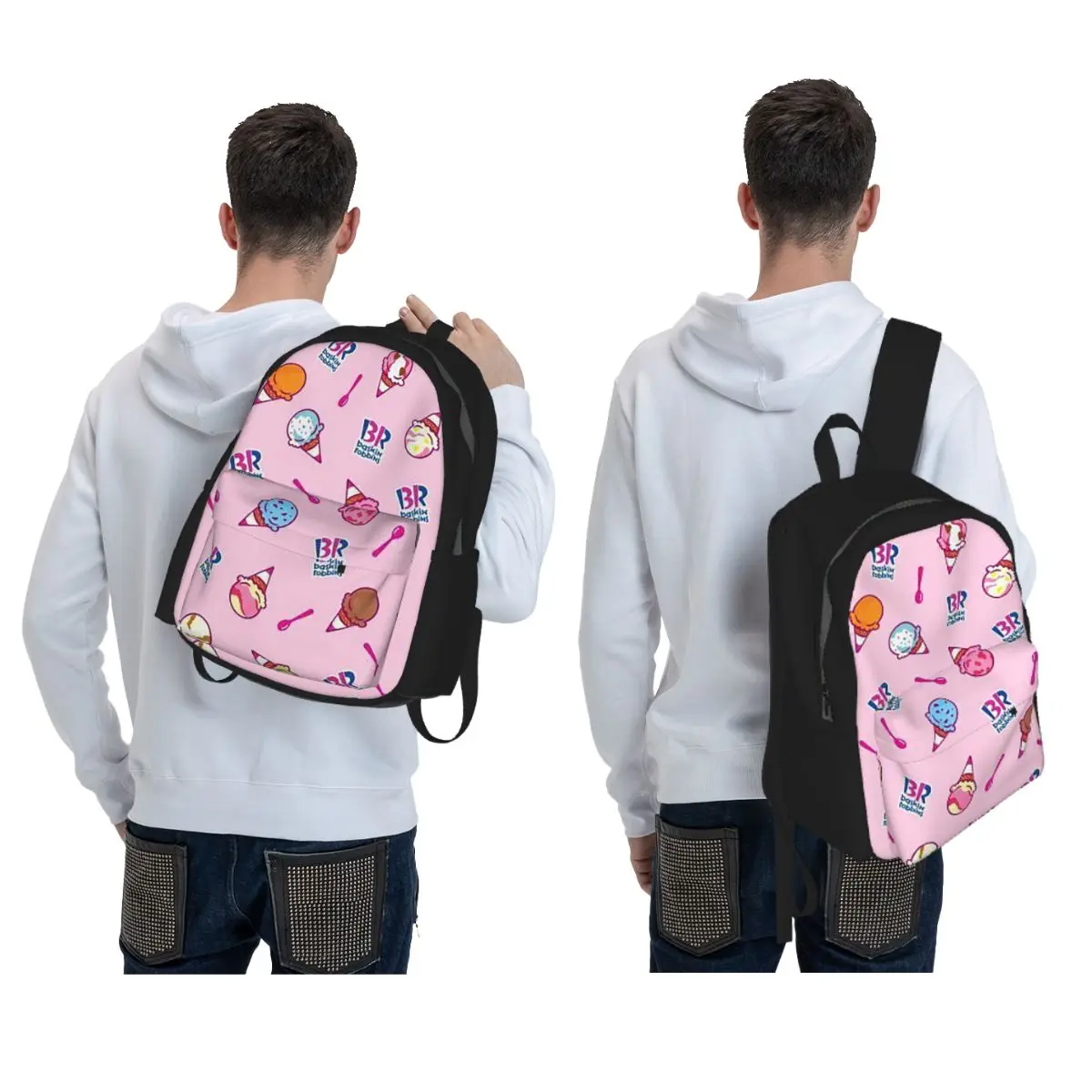 Baskin Robbins Ice Cream Backpack Student BookBag Kids School Bag Laptop Shoulder Bags for Men Women