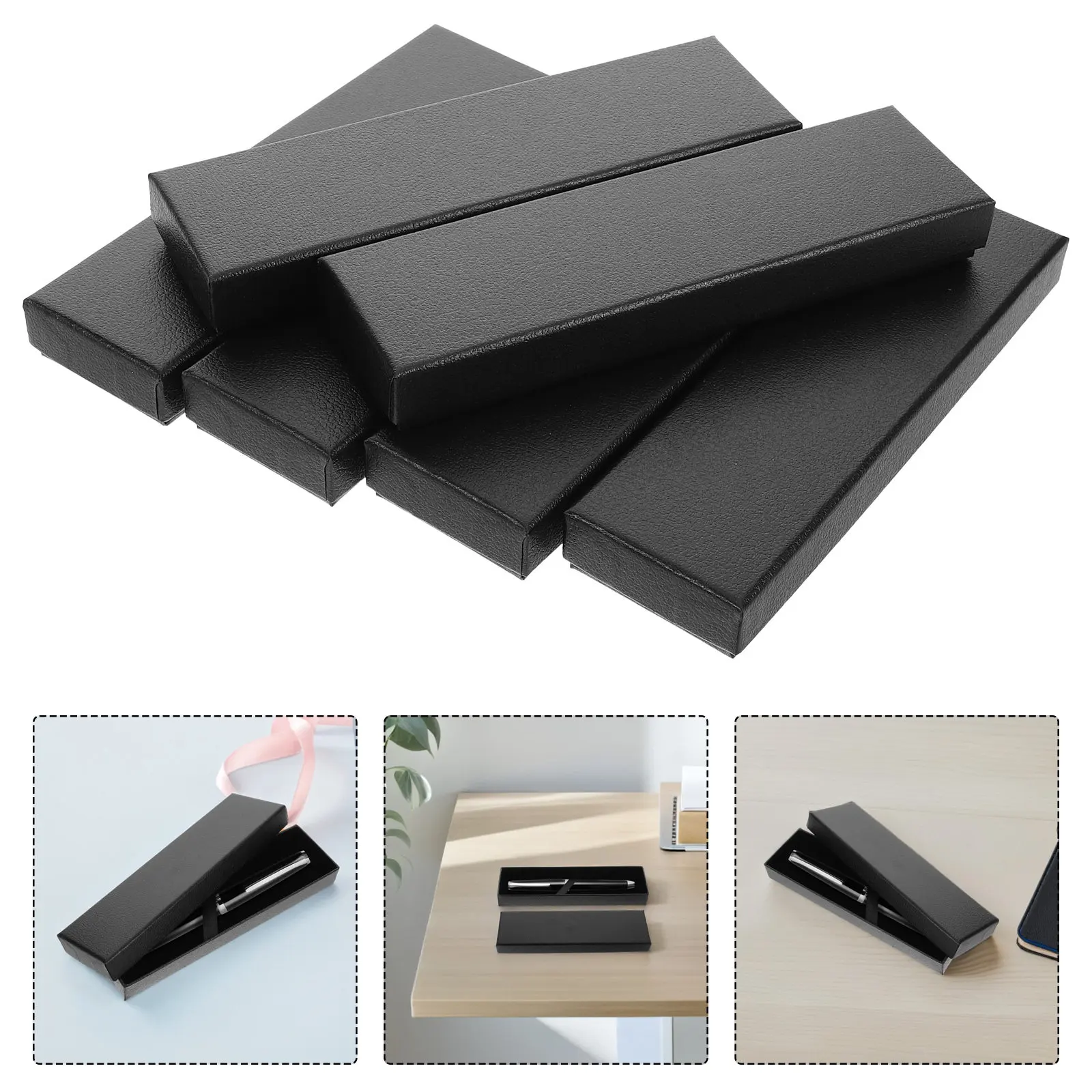 

6Pcs Elegant Jewelry Organizer Box Cardboard Storage for Watches Pens Rings Trinkets with Soft Lining Dustproof Lid Stylish Gift