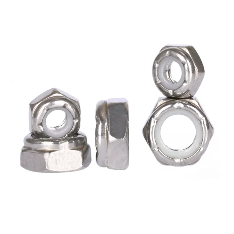 10pcs 4# 6# 8# 10# Us  304  Stainless Steel UNC or UNF Anti-loose Nuts, Self-locking Nuts, Nylon Lock Nut 1/4-20 5/16-18 3/8-16