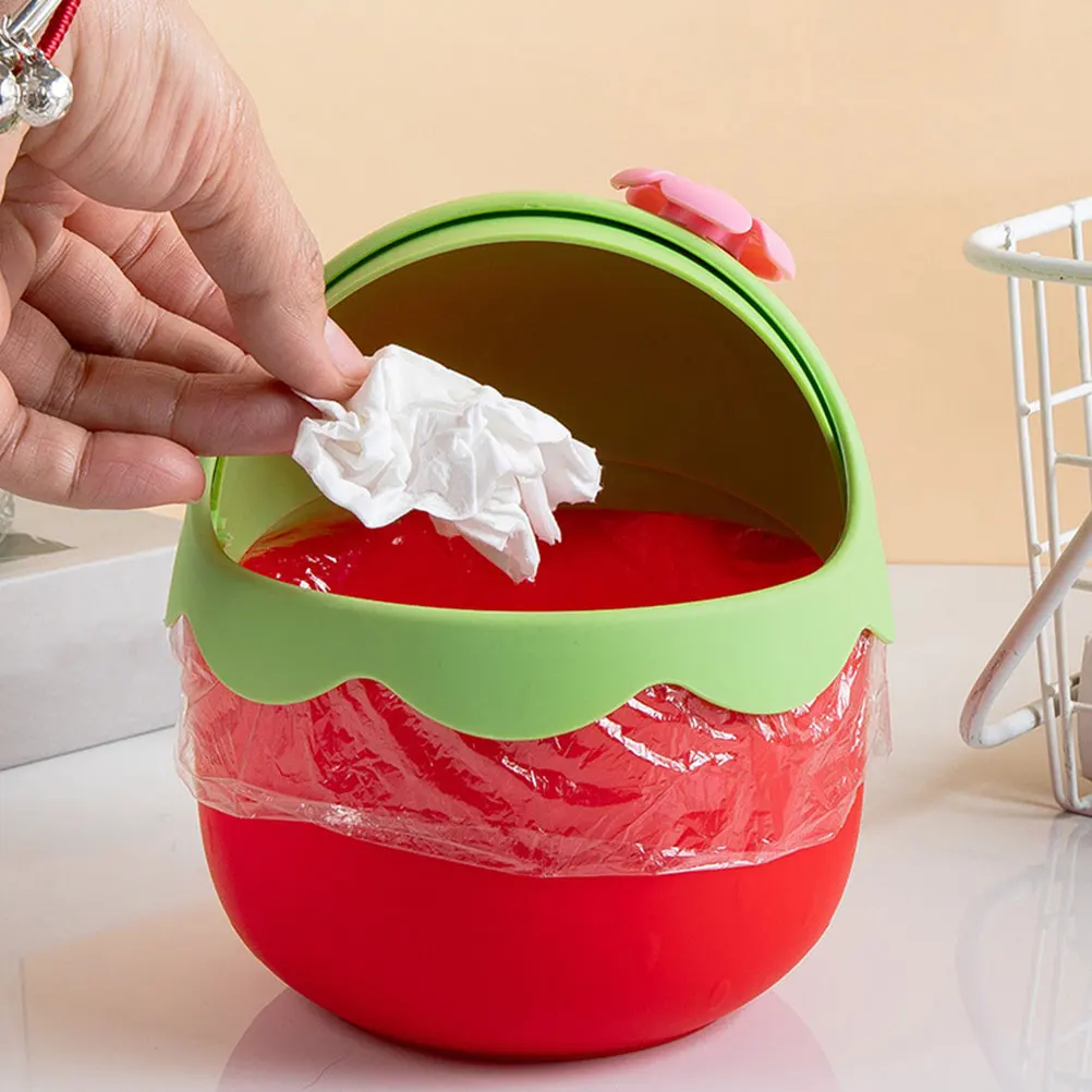 

Strawberry Mini Desktop Trash Can Cute Garbage Bin Pp Material Home Office Decorative Storage Bucket Cartoon Waste Bin