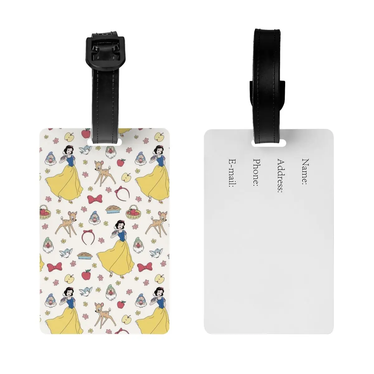 Sneeuwwitte Prinses Bagagelabel Met Naamkaart Cartoon Privacy Cover Id Label Voor Reistas Koffer