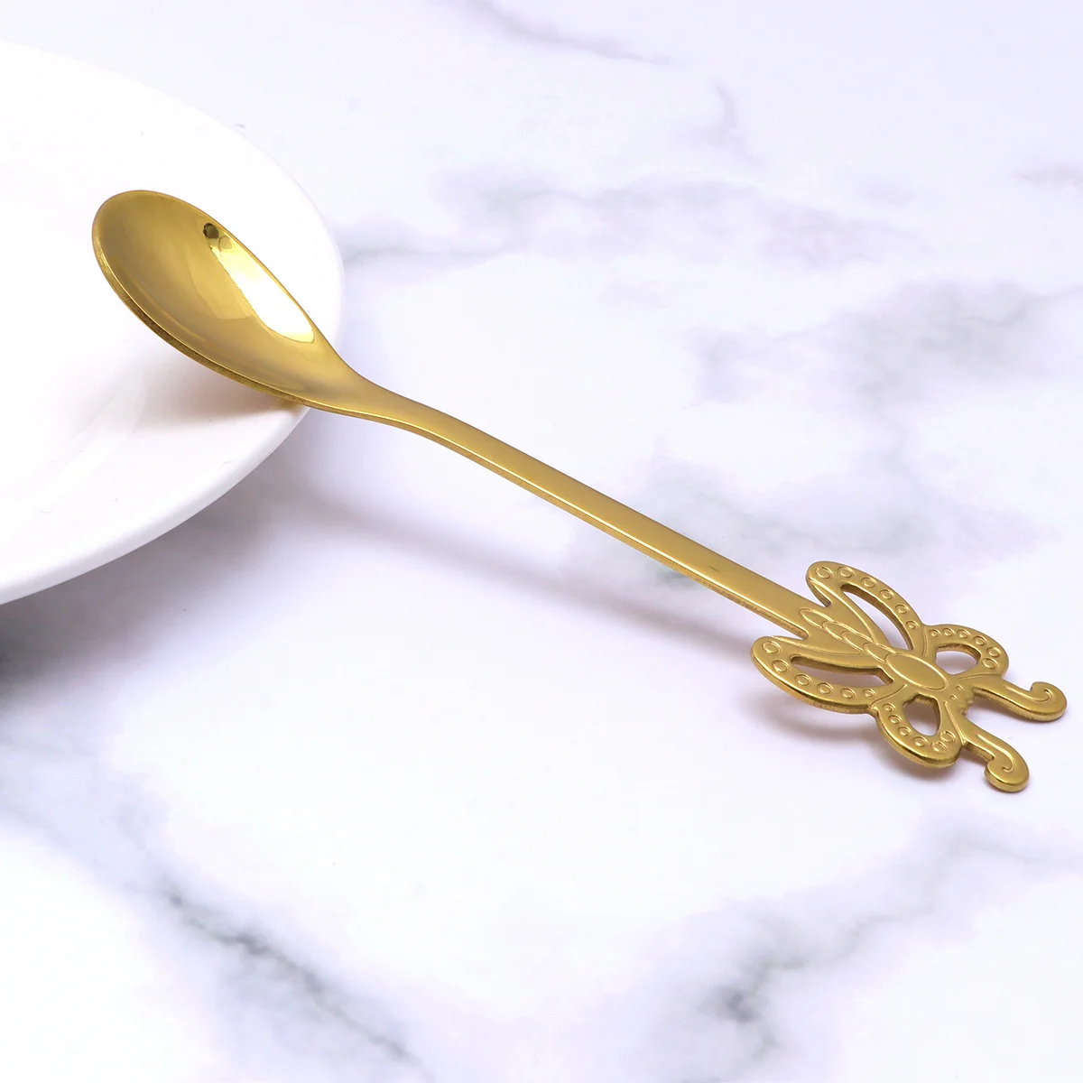 

Stainless Steel Fruit Butterfly Spoon Coffee Fork Salad Spoon For Home Bar Kitchen Use Corrosion Resistant Mirror Polish